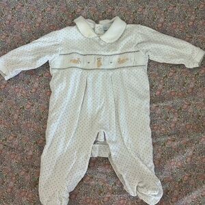 Charming White Polka Dot Baby Footie